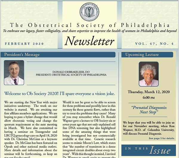 Obstetrics Society of Philadelphia Newsletter